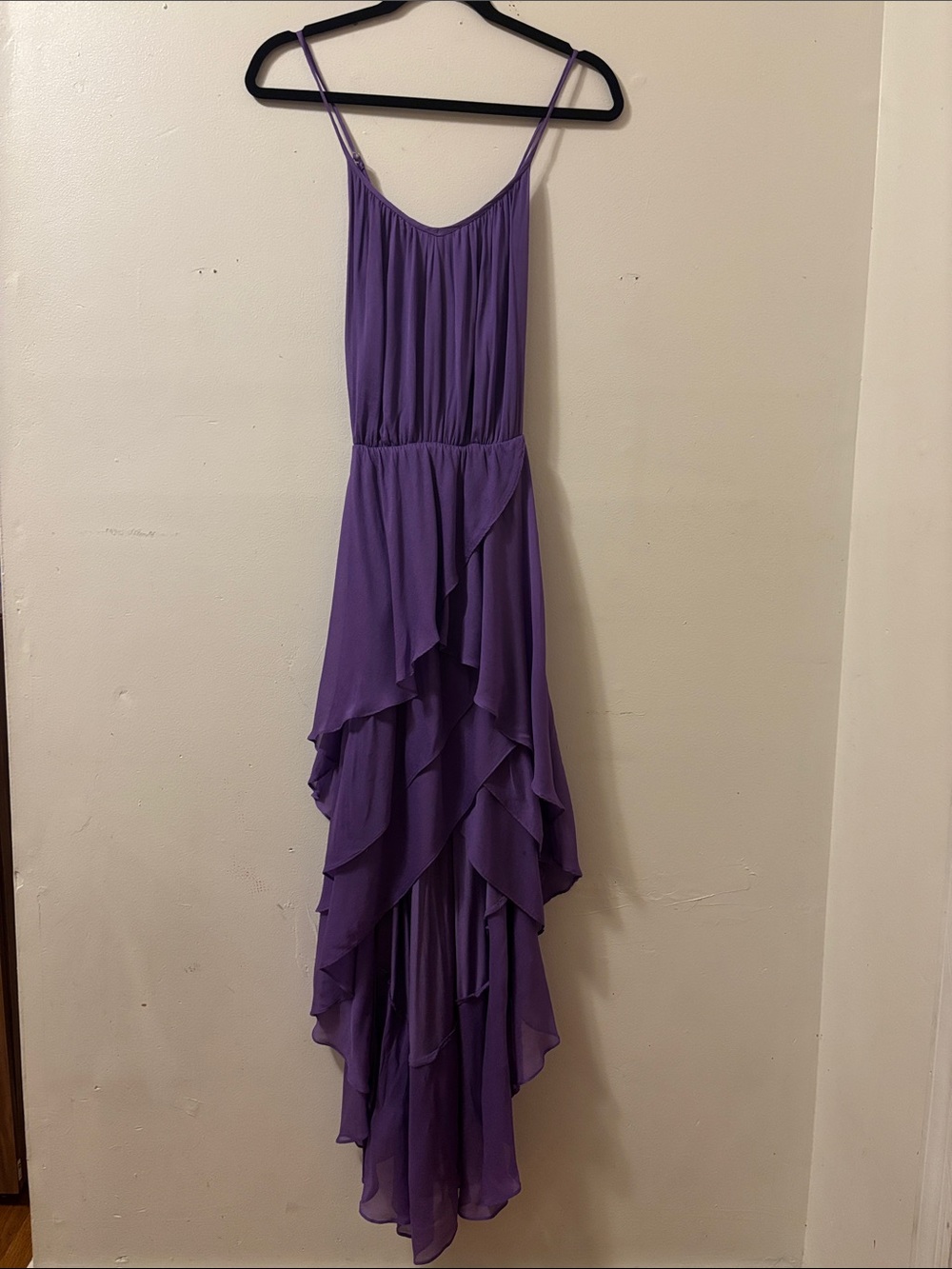 Guess Lavender Tiered High-Low Spaghetti Strap Dress